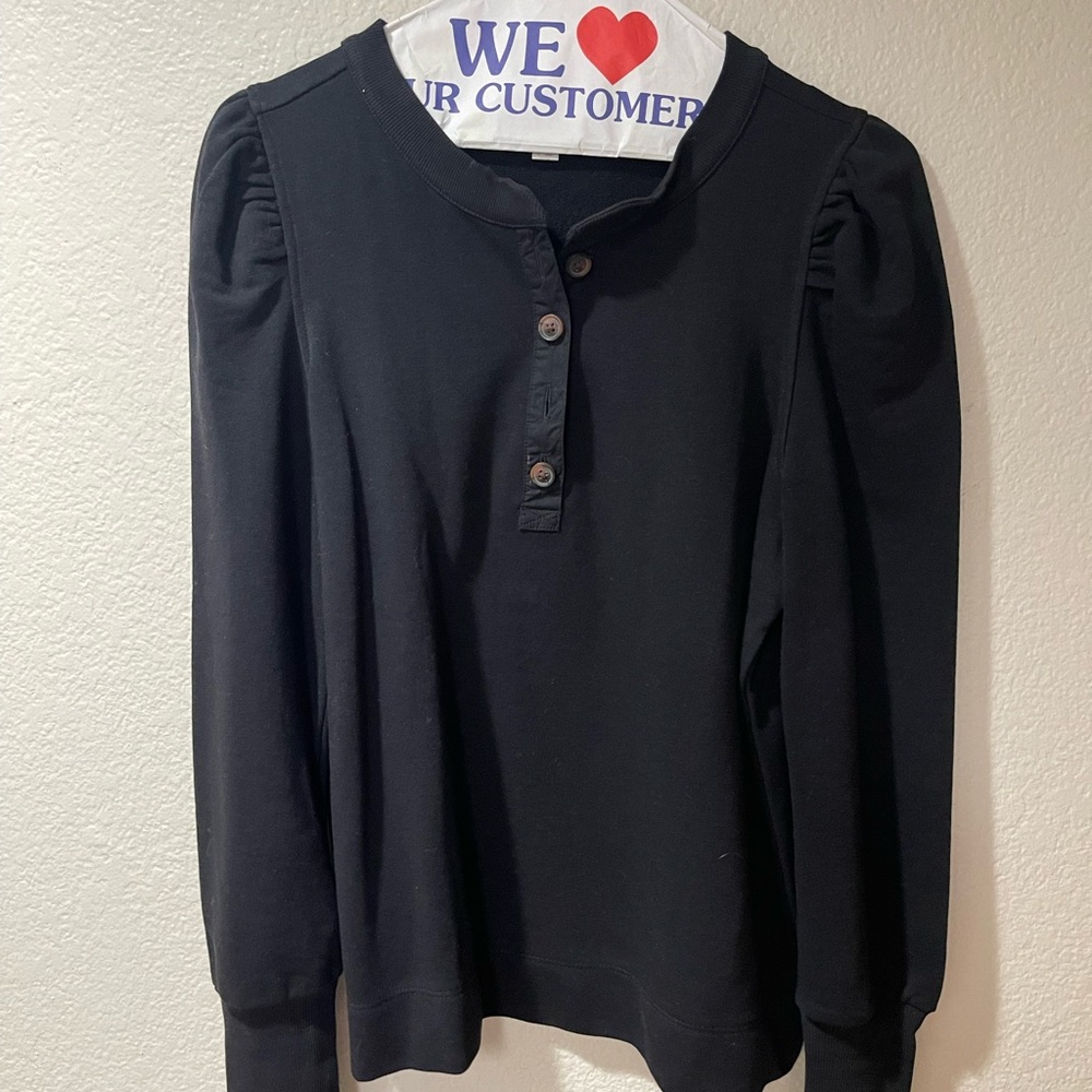 LOFT Black Collared Top